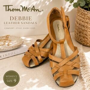 Thom McAn Debbie Leather Fisherman Sandals Women’s 9 Tan Comfort Shoes